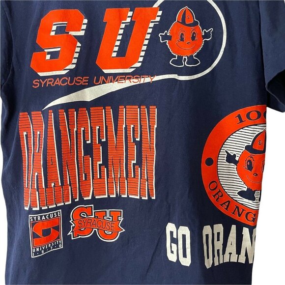 Vintage Syracuse University Orangemen T-shirt USA Large 2 Sided Graphic Print - Picture 3 of 12